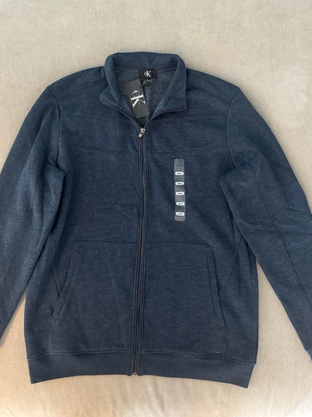 Calvin Klein Men's Dark Navy Zip-Up Sweater Jacket